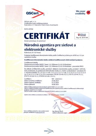 Cert pre validáciu podpisov