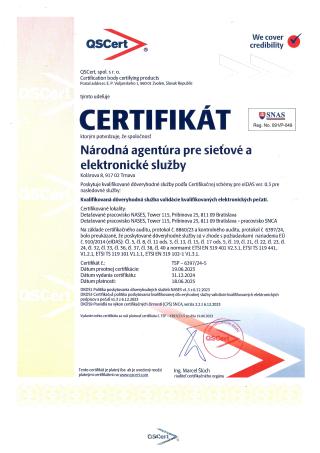 Cert pre validáciu pečatí